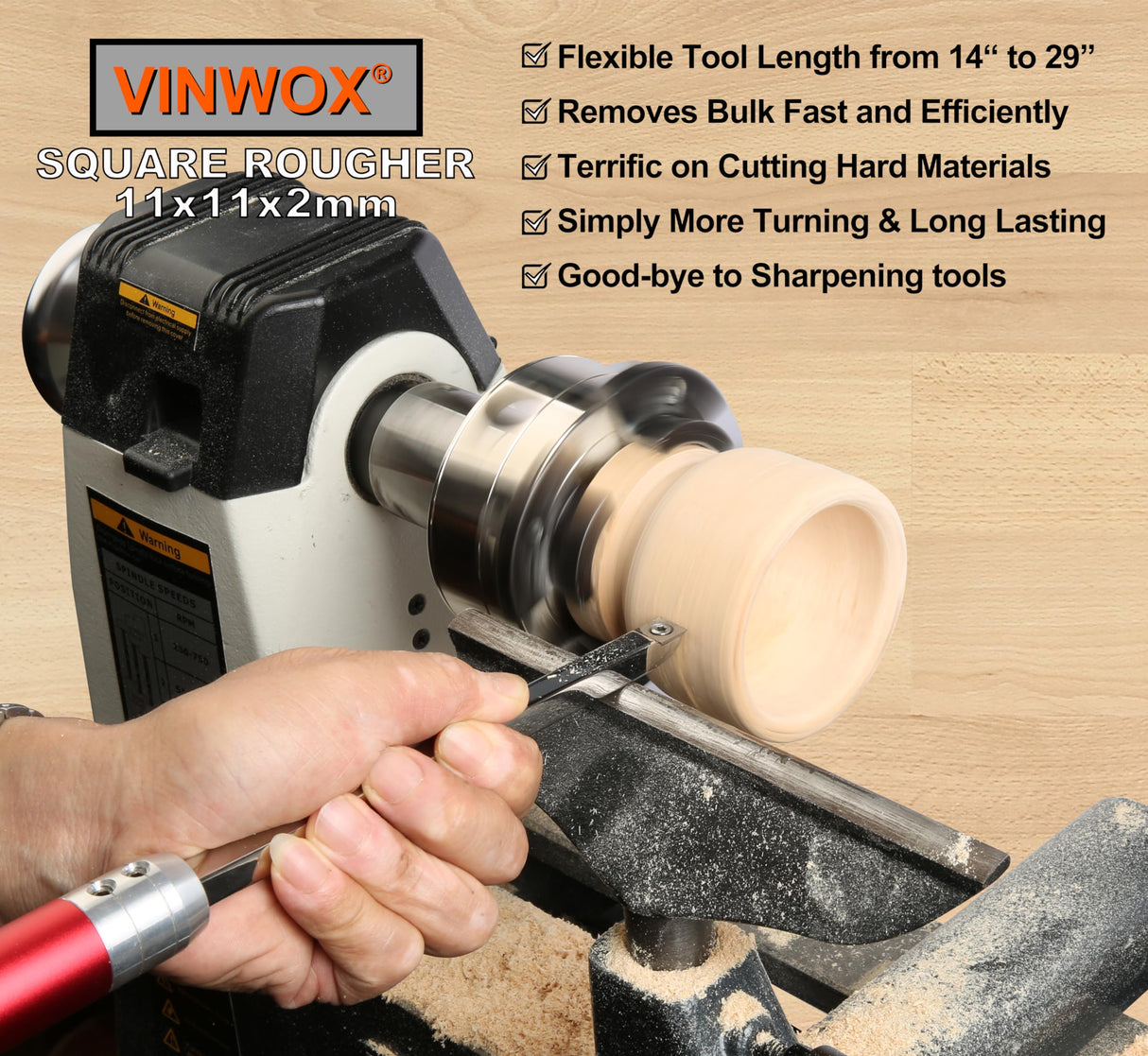 VINWOX 8 PCS Carbide Wood Lathe Turning Tool Set, Carbide Lathe Turning Tool, Including Swan Neck Hollower, Rougher, Finisher, Detailer, Pen Turning VINWOX