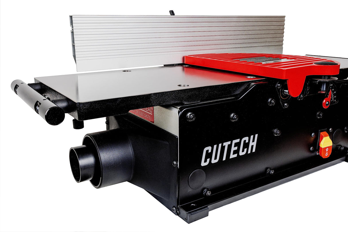Cutech 401100HI 10-Inch Spiral Cutterhead Benchtop Jointer with Cast Iron Tables, 20 Tungsten Carbide Inserts, Extra Long 24" Fence, Additional Fence CUTECH