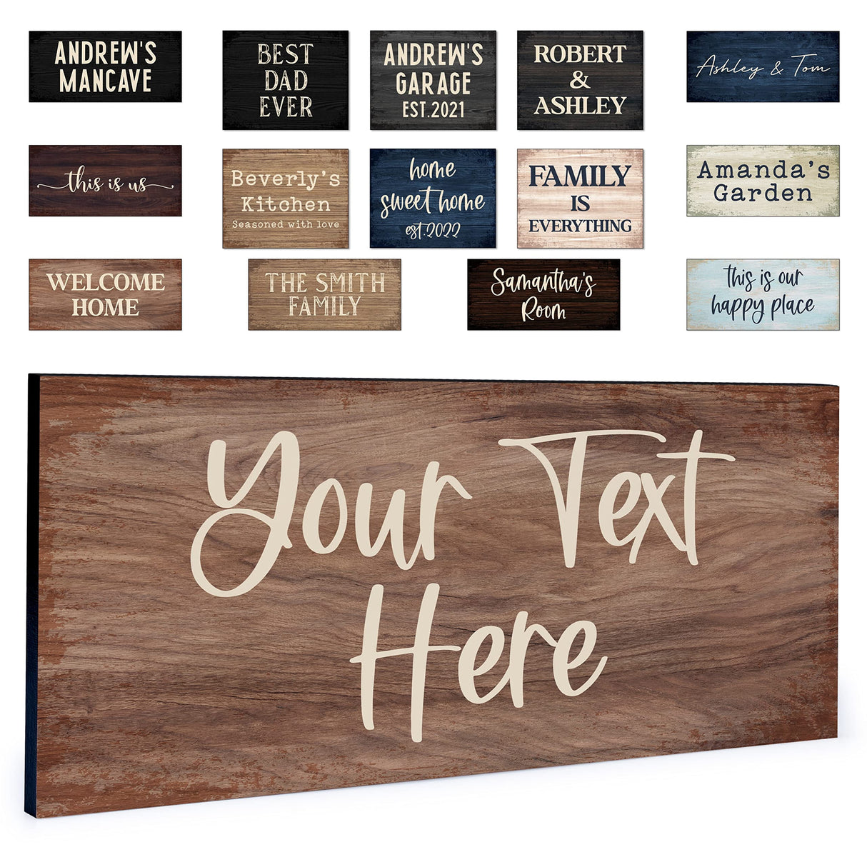 Personalized Signs for Home, Custom Sign with Any Text, 3 Sizes - 12 Background Options & 8 Fonts - Customizable Sign 11X5 Lily's Atelier
