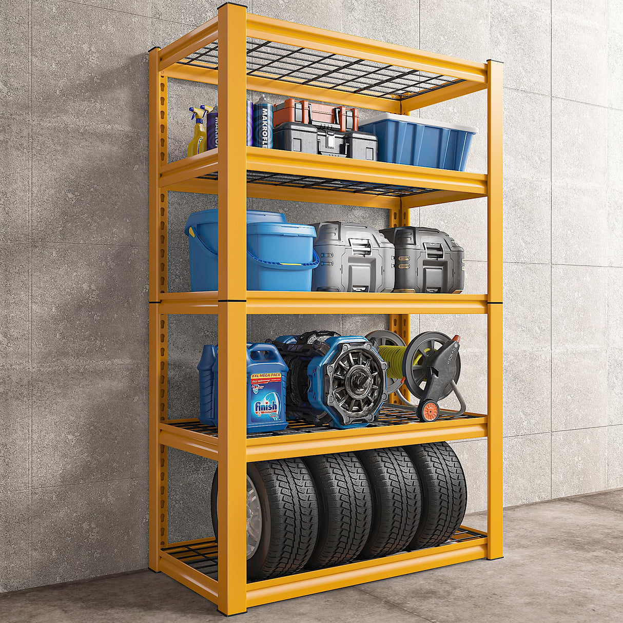 REIBII 72" H Garage Shelving Heavy Duty 2000LBS Garage Storage Shelves Metal Shelving Unit 5-Tier Garage Shelves for Storage Rack Shelf for REIBII