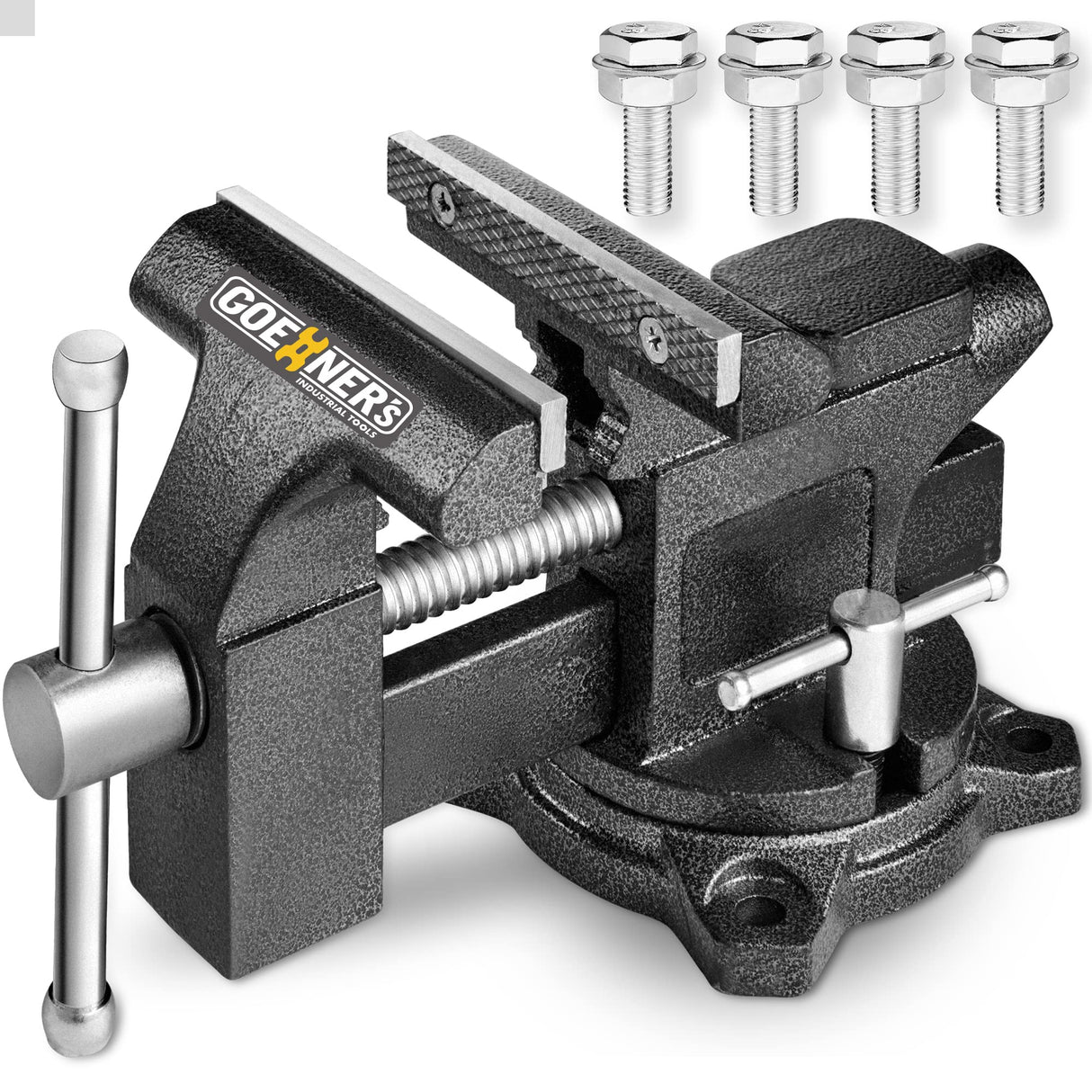 Bench Vise 4-1/2", Vice for Workbench with Heavy Duty Forged Steel Construction, Built-in Pipe Jaw, Swivel Base Table Vise for Woodworking, Home Gioventù