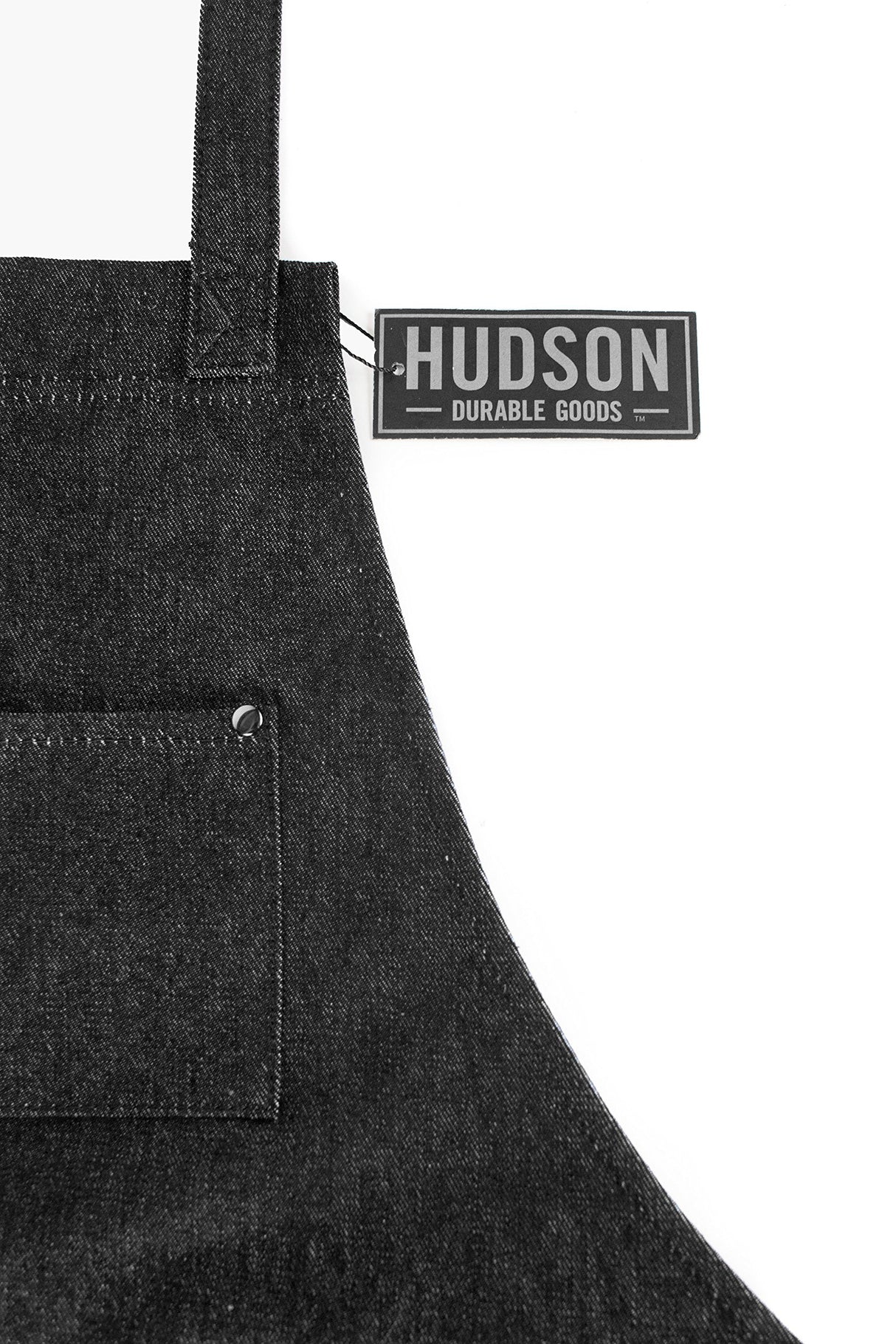 Hudson Durable Goods Adjustable Crossback Denim Apron with Pockets – 34 x 27 In. Chefs Apron with 4 Pockets and Loop Fits Most – Black Denim Apron Hudson Durable Goods