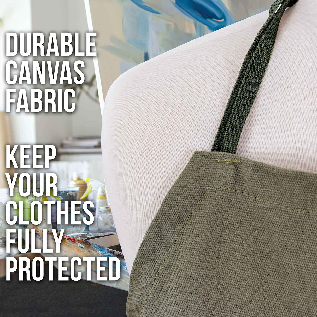 U.S. Art Supply Large Canvas Adjustable Artist Apron - Size: 27" x 21" U.S. Art Supply