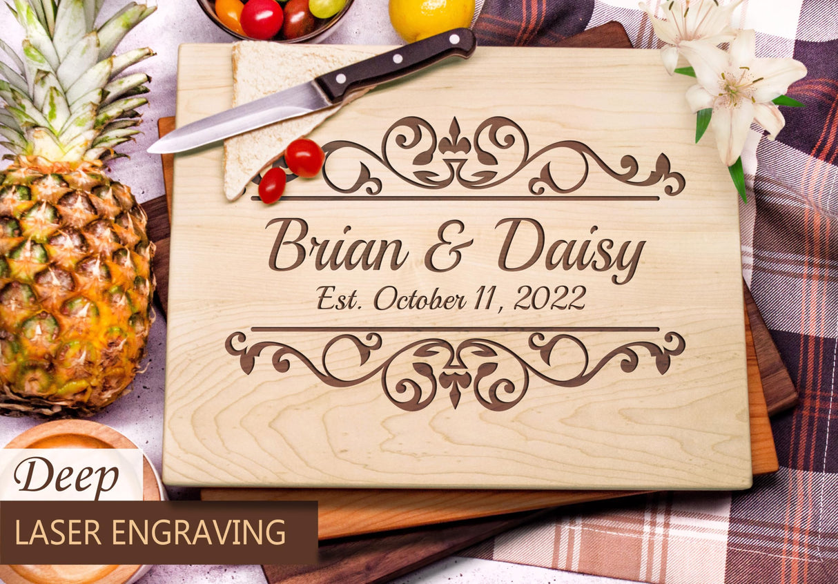 Personalized Wood Cutting Board Handmade in USA – Best Serves as Cheese board, Serving tray, Chopping board, Charcuterie board – Unique Wooden Gift Viva Leather