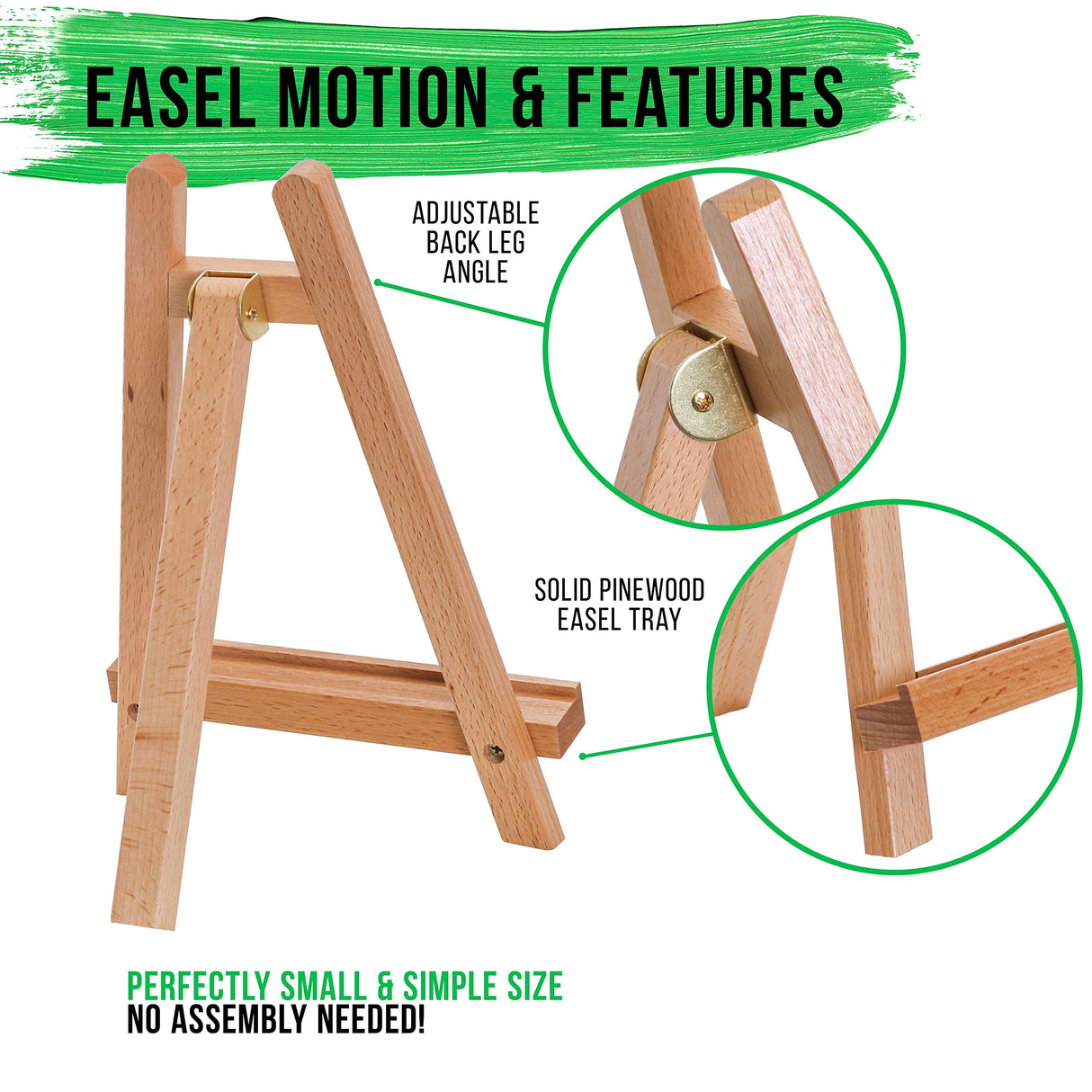 U.S. Art Supply 10.5" Small Tabletop Display Stand A-Frame Artist Easel - Beechwood Tripod, Kids Student Classroom School Painting Party Table U.S. Art Supply