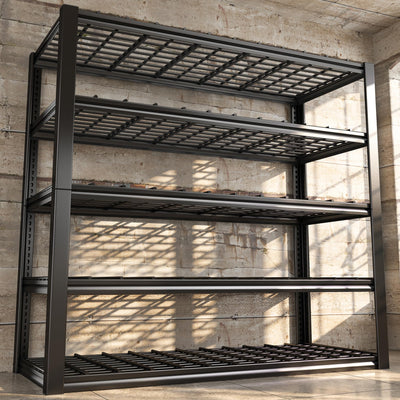 REIBII 48.2''W Garage Shelving Heavy Duty Loads 3010LBS Garage Storage Shelves Heavy Duty Shelving 5 Tier Adjustable Metal Shelving for Storage Rack