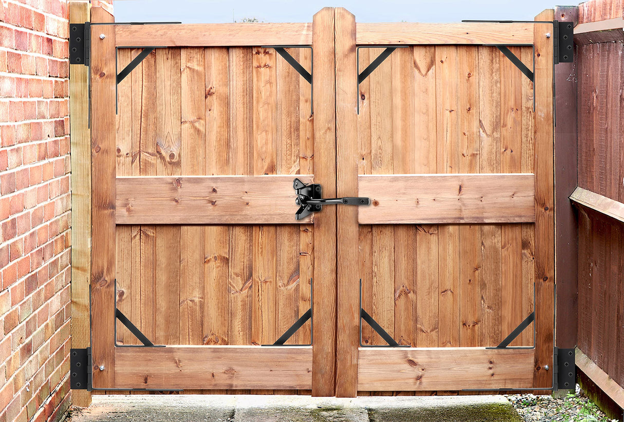 Anti Sag Gate Kit and Gate Latch - Gate Corner Bracket with Gate Hinges Heavy Duty for Wooden Fences-No Sag Gate Corner Brace Bracket for Doors, TANIVO