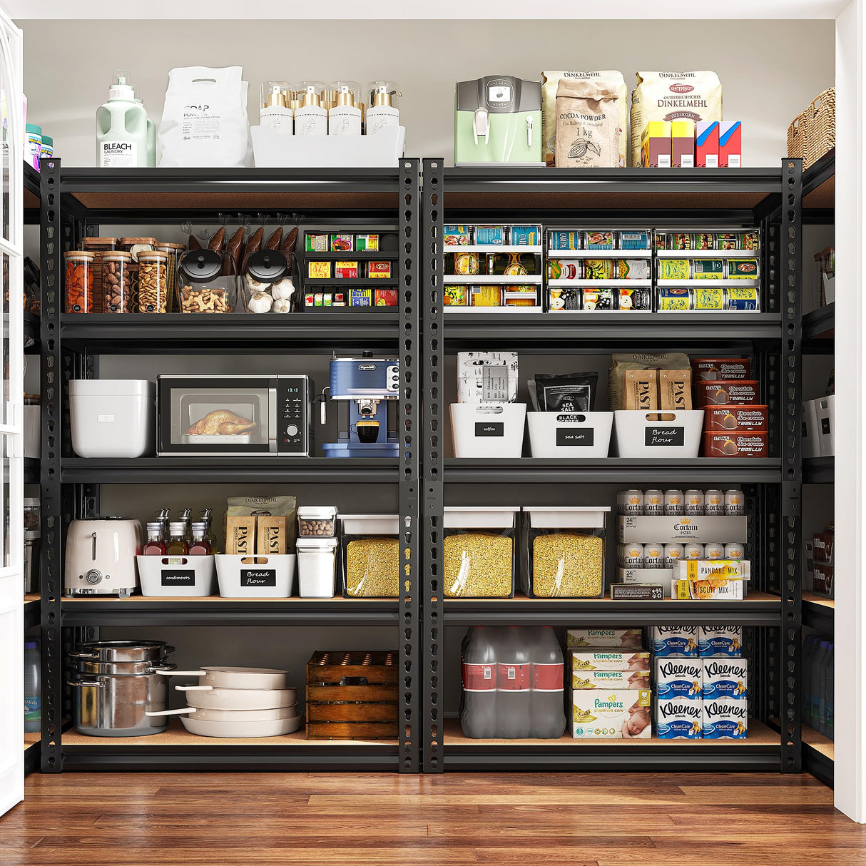 Bepatio Garage Shelving 5 Tier Storage Shelves Heavy Duty Shelving Adjustable Garage Storage Shelves Metal Shelves for Storage Loads 1500LBS Metal Bepatio