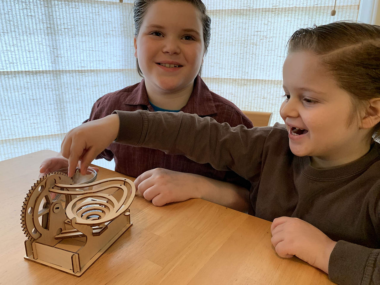 Solar Wooden Marble Run for Kids 8-12 - Wood 3D Puzzle - Building Blocks Toy & Construction Play Set - Marble Maze Track & Race Game- Educational Smartstoy