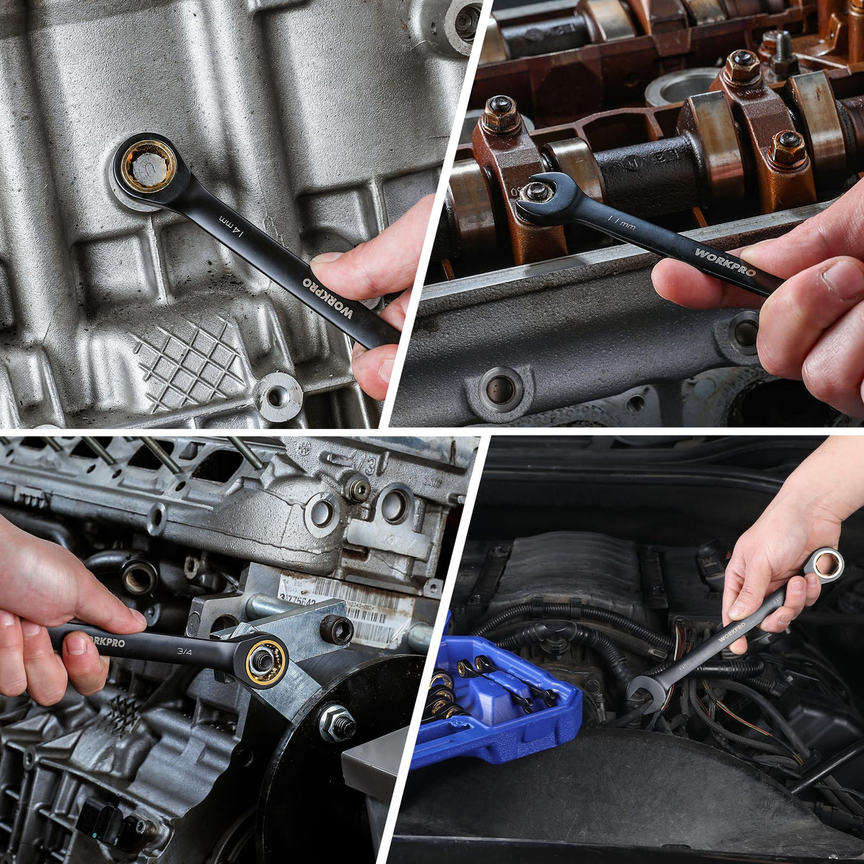 WORKPRO 22-Piece Ratcheting Wrench Set, Anti-slip Teeth, Ratchet Combination Wrench Sets with Organizer Box, Metric 6-18mm & SAE 1/4-3/4", Black WORKPRO