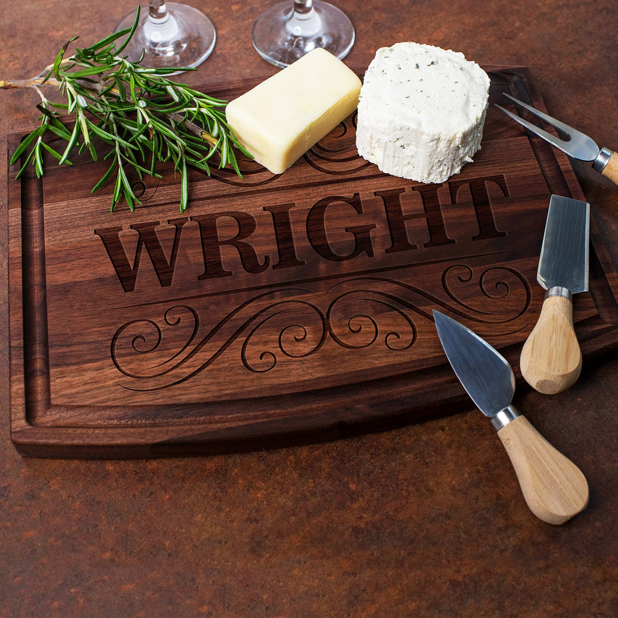 Personalized Cutting Board, 11 Designs, 5 Wood Styles - Housewarming Wedding Gifts for Couple,Personalized Gifts for Mom and Dad, Grandma , Engraved Be Burgundy