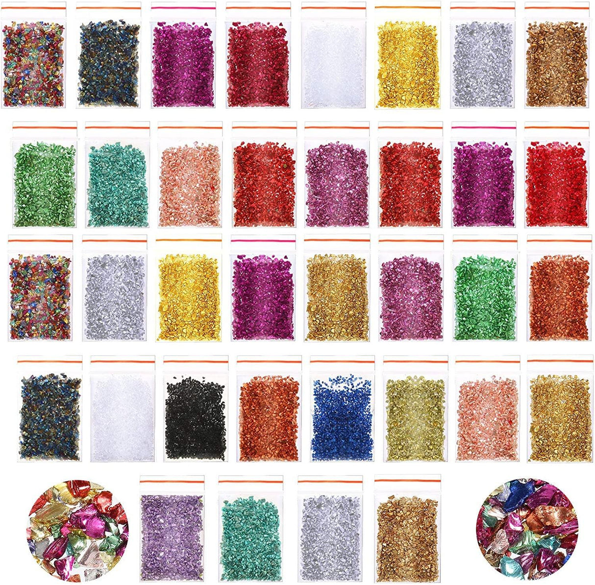 36 Pack Crushed Glass Glitter, Broken Crushed Glass Pieces for Craft Resin Nail DIY Craft Vase Filler Epoxy Resin Art Jewelry Making WoodArtSupply