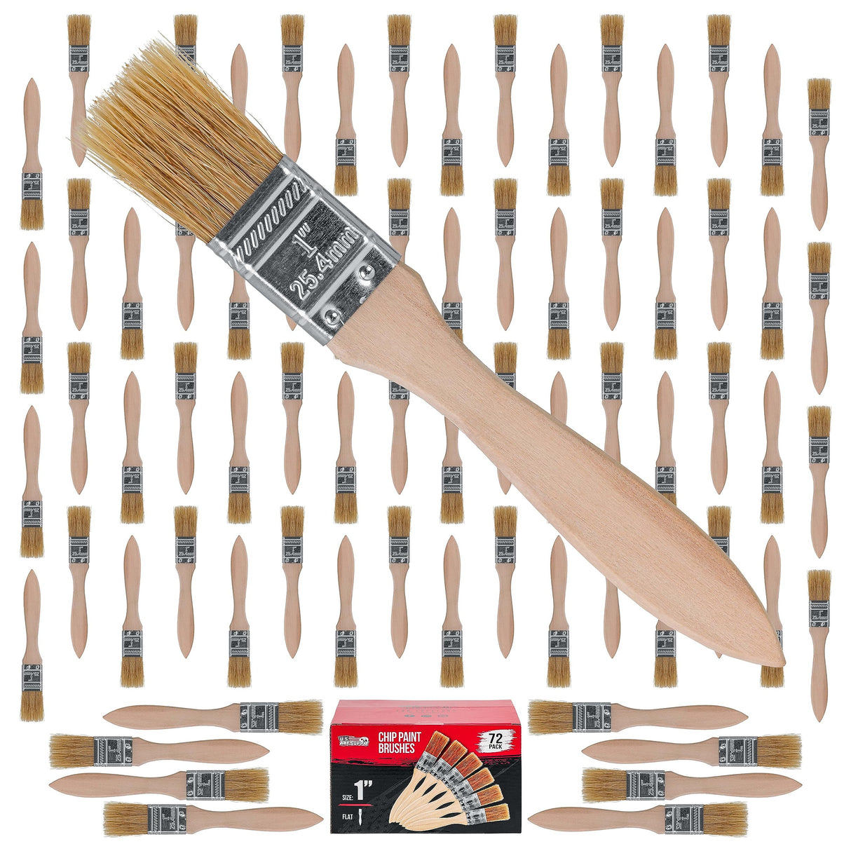 U.S. Art Supply 72 Pack of 1 inch Paint and Chip Paint Brushes for Paint, Stains, Varnishes, Glues, and Gesso U.S. Art Supply