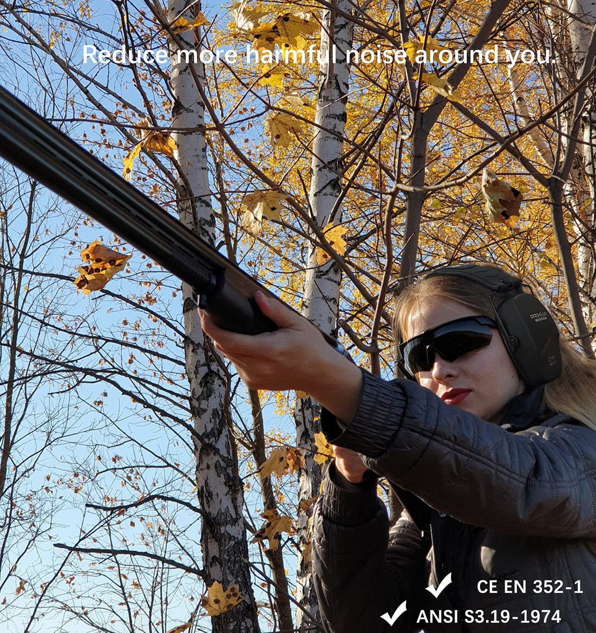 PROHEAR 016 Ear Protection Safety Earmuffs for Shooting, NRR 26dB Noise Reduction Slim Passive Hearing Protector with Low-Profile Earcups, Compact PROHEAR