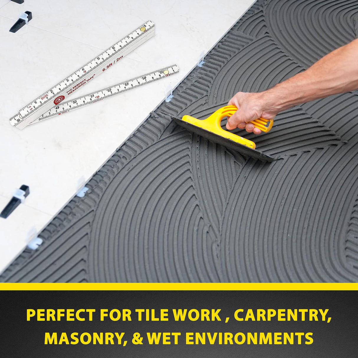 Perfect Measuring Tape Co. FR-72 Carpenter's Folding Rule Lightweight Composite Construction Ruler (Folding Yard Stick) with Easy-Read Inch Fractions PERFECT MEASURING TAPE