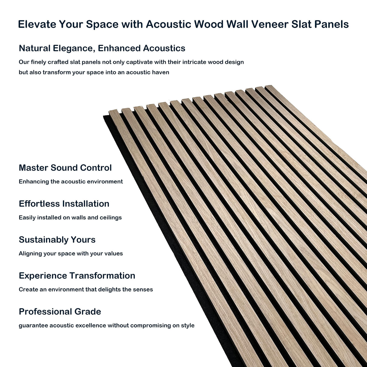 Mollywell Wood Slat Wall Panel, Easy Installation, Versatile, Enhanced Acoustic Design, Suitable for Living Room, Bedroom, Kitchen & Offices (2 Pcs, Mollywell