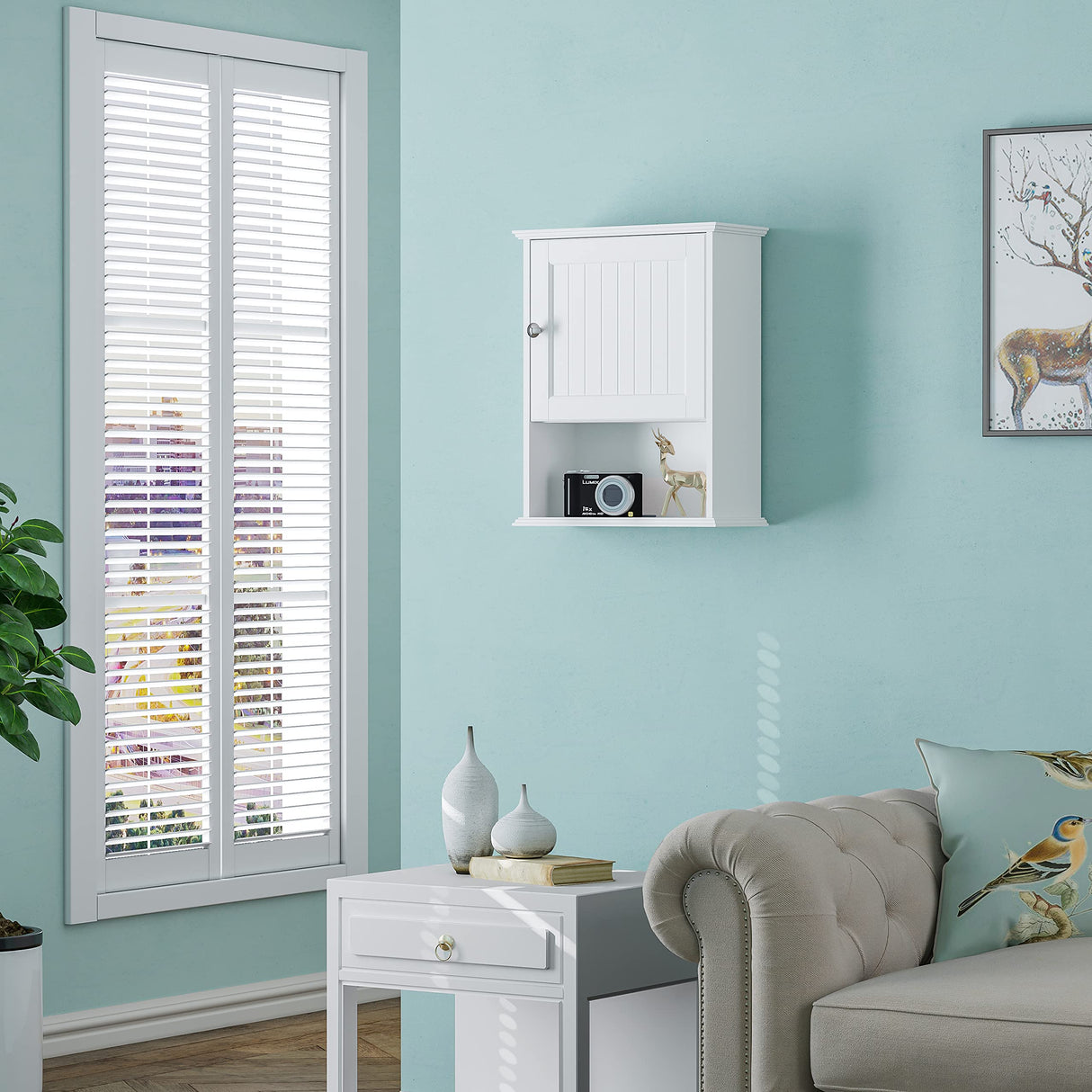 Spirich Wall-Mounted Bathroom Cabinet with Adjustable Shelf in White Spirich