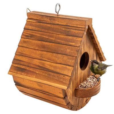 MIXUMON Bird Houses for Outside, Outdoor 3 Hole Bird House Room for 3 Bird Families Bluebird Finch Cardinals Hanging Birdhouse for Garden (Set 1)