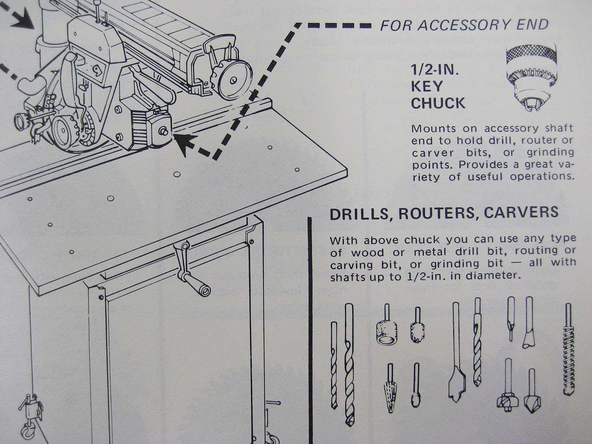 Radial Arm Saw Accessory Jacobs Chuck for Drill & Router Bits Craftsman Wards Powr Kraft Jacobs
