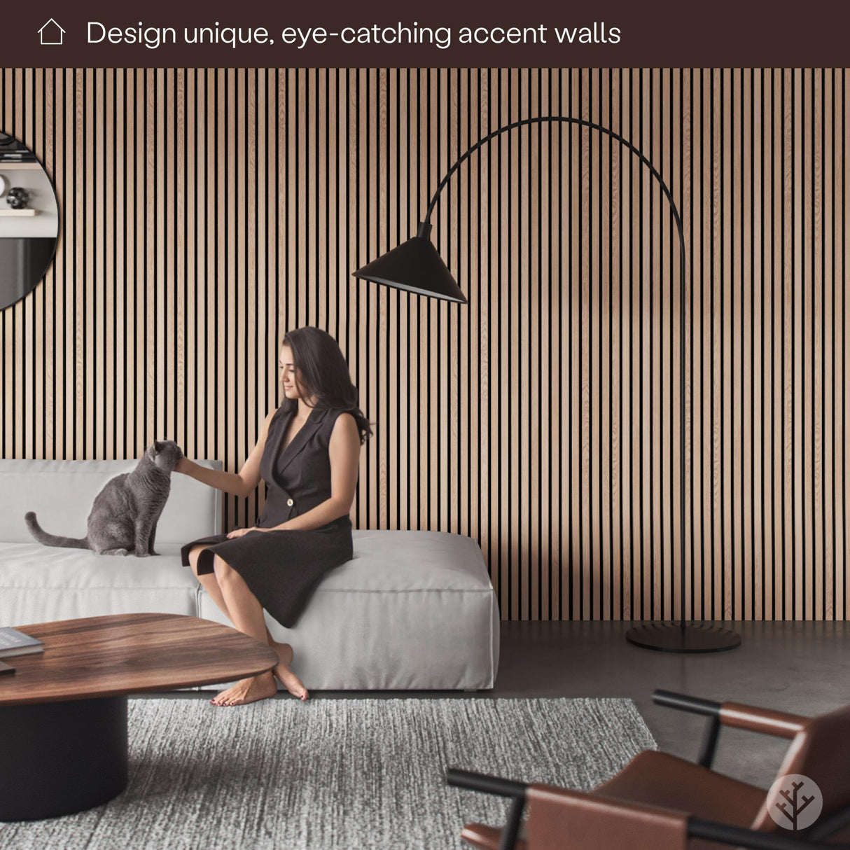 Bark & Bole Oak Luxury Wood Slat Veneer Wall Panel 94.49” x 12.6” Interior Sound Absorption Decor WVH