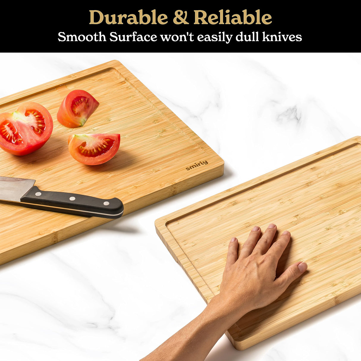 SMIRLY Bamboo Cutting Board Set - Wood Cutting Board Set, Large Wooden Cutting Boards For Kitchen, Cutting Board Wood, Wooden Chopping Board, Wooden SMIRLY