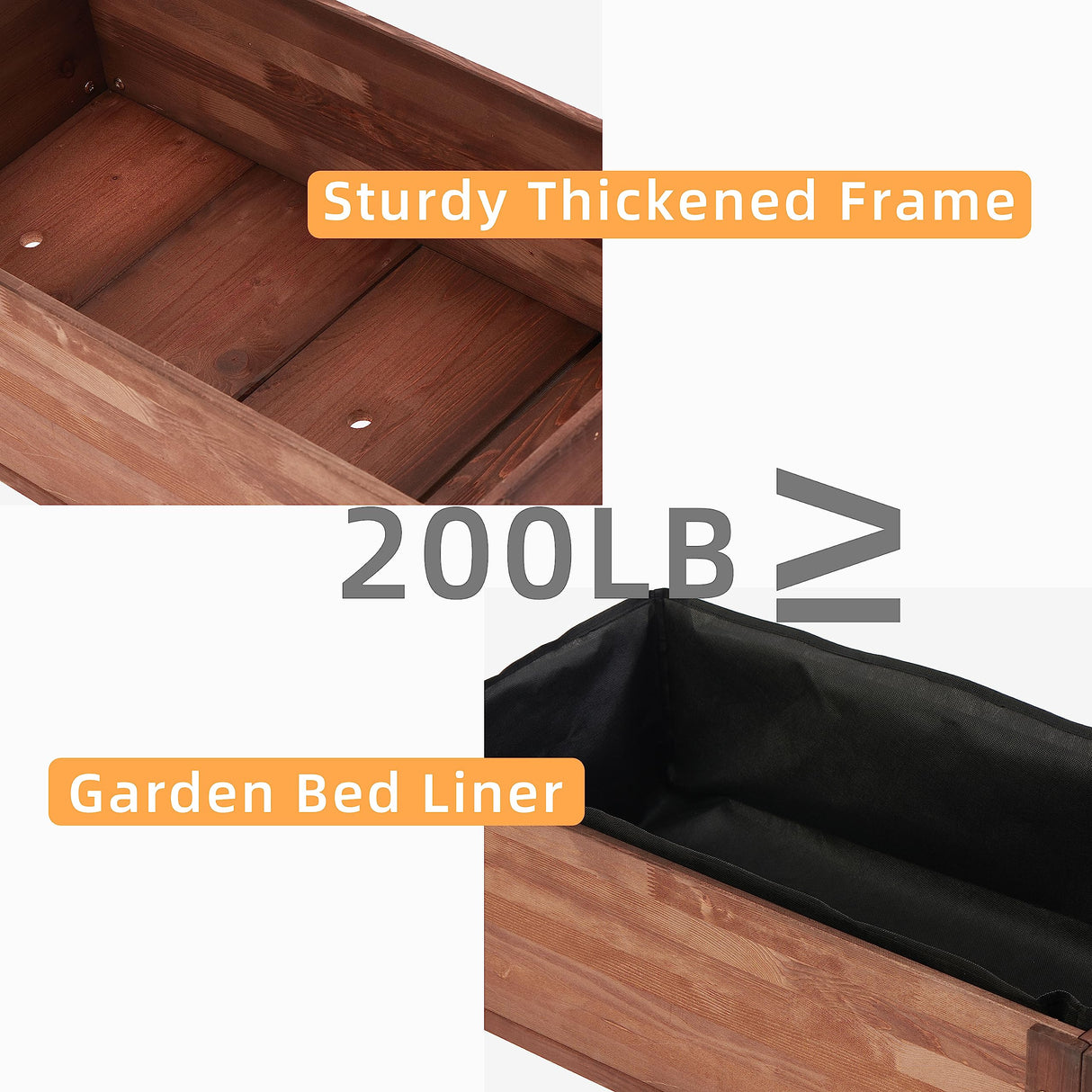 Raised Garden Bed with Legs, 31x16x31'', Outdoor Wood Elevated Planter Box, Grey Cedar, Thick Legs, w/Liner SoliWood