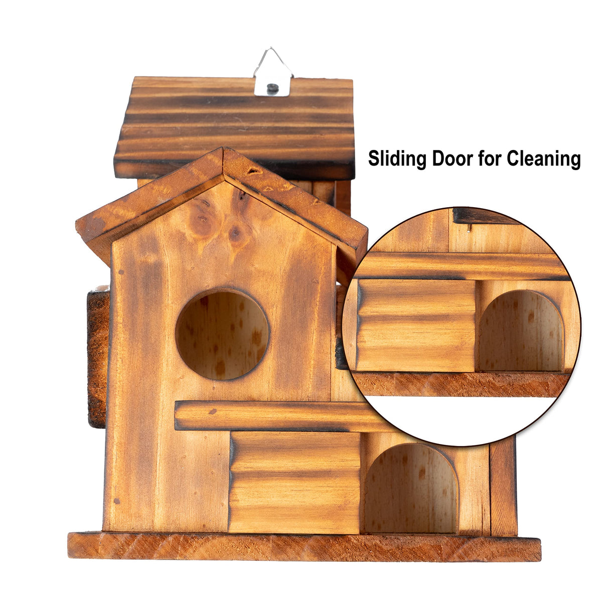 COLEBA Bird Houses for Outside,Outdoor 5 Hole Bird House Room for 5 Bird Families Bluebird Finch Cardinals Hanging Birdhouse for Garden (Brown - Set COLEBA