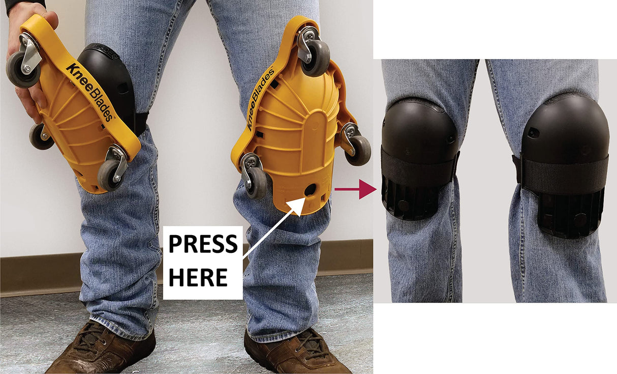 Milescraft 1603 Knee Blades-Durable Heavy-Duty Knee Pads with 3 Casters & Comfortable Gel Cushions for Unisex Adult, Full 360° Turn Capability Milescraft