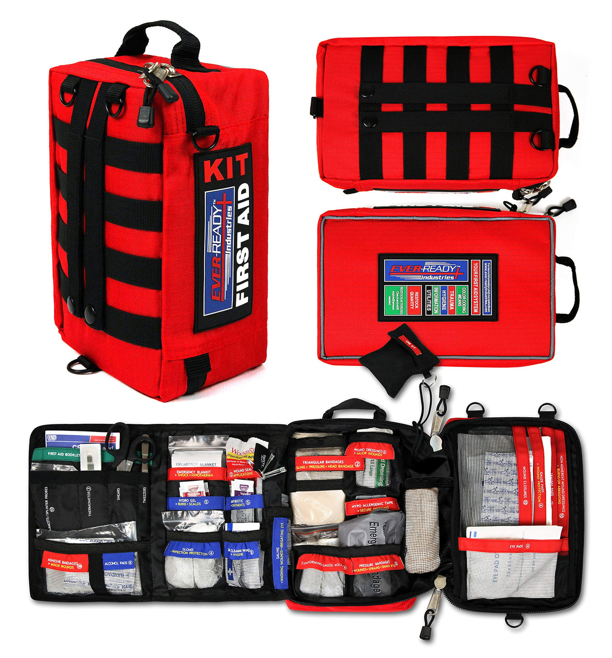 Ever-Ready Industries Premium Trauma First Aid Kit for Outdoors, Workplace, and Home - Exceed OSHA Guidelines and ANSI 2009 Standards - 240 Pieces - WoodArtSupply