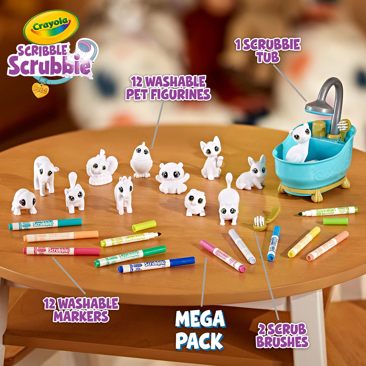 Crayola Scribble Scrubbie Pets Mega Set 2.0, Reusable Pet Care Toy, Toys for Girls & Boys, Holiday Gift for Kids, Ages 3, 4, 5, 6 Crayola