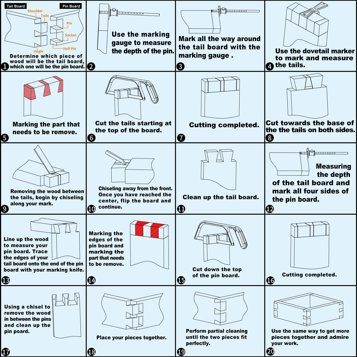 YOSELIN Dovetail Marking Jig Wheel Marking Gauge Tool Set, 1 Woodworking Pencil,1 Wheel Cutter for Hardwood,1 Bearing Wheel Cutter for Soft Wood, YOSELIN