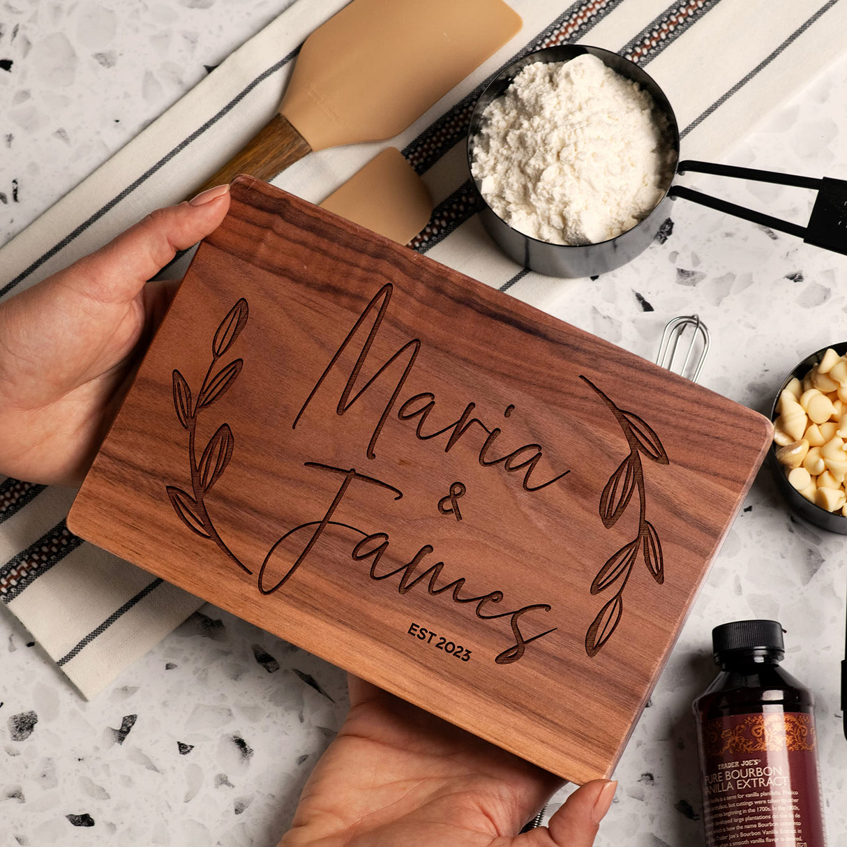 Personalized Cutting Board, 11 Designs & 5 Wood Styles Cutting Board - Wedding Gifts for the Couples, Housewarming Gifts, Christmas Gift for Parents Be Burgundy
