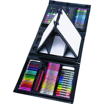 Art 101 Budding Artist 179 Piece Draw Paint and Create Art Set with Pop-Up Double-Sided Easel, Includes markers, crayons, paints, colored pencils,