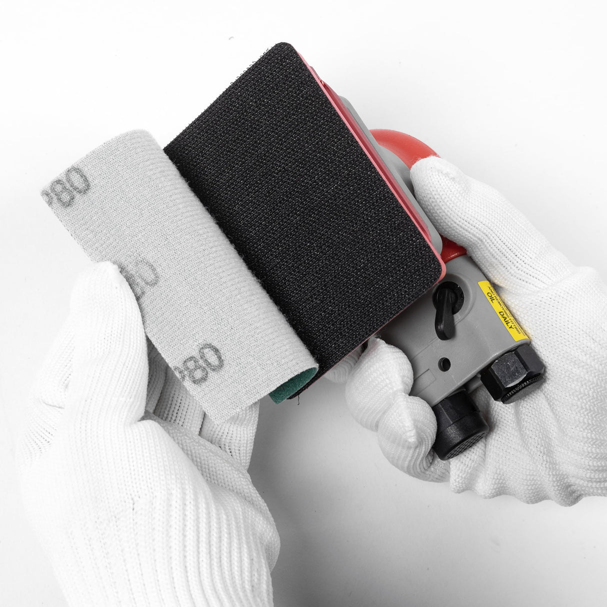 Pneumatic random orbital sander 3 x 4-inch light weight palm sander 1/8" (3 mm) diameter orbit 10000 RPM with extra backing pad 12pcs sandpaper UPWOOD