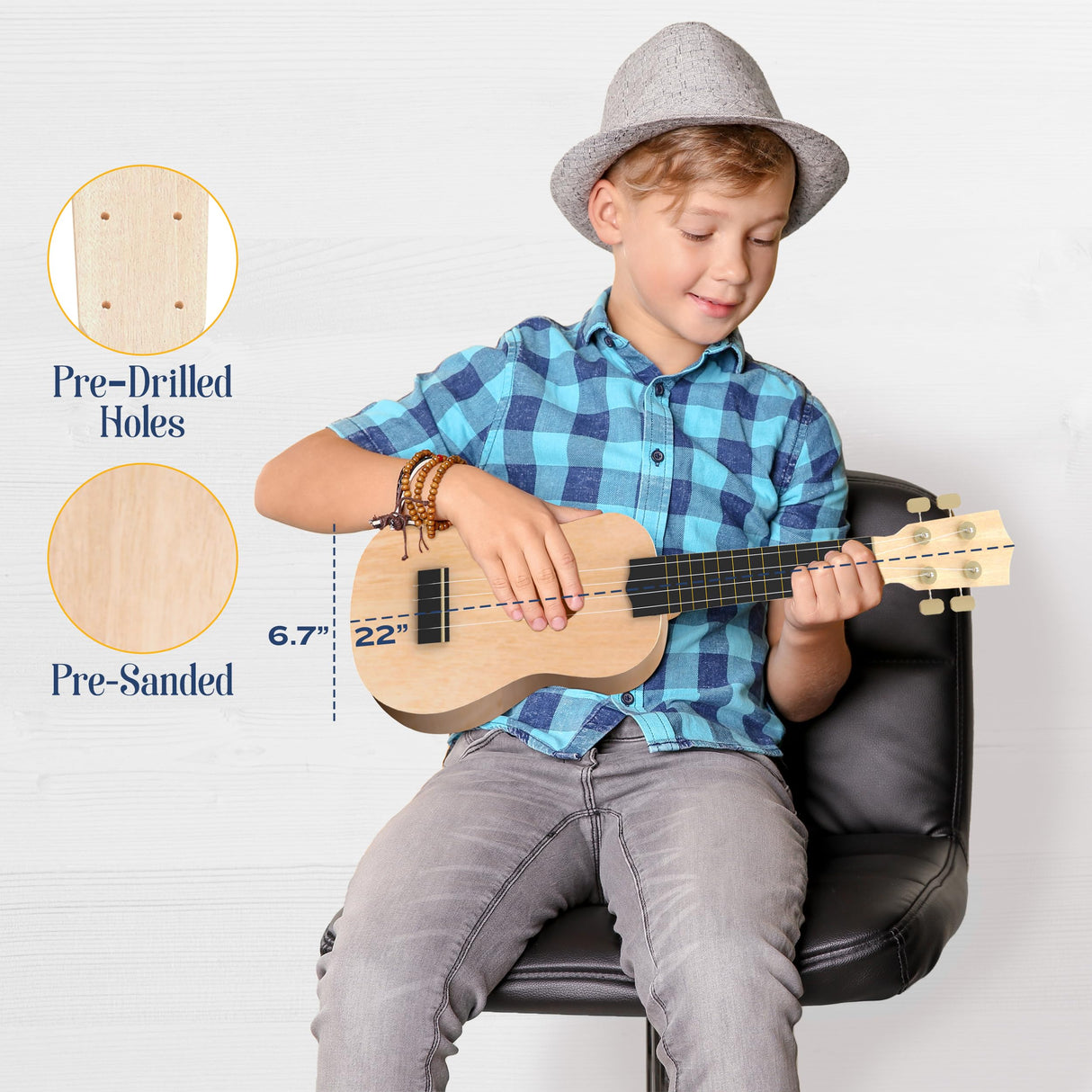 DIY Ukulele Kit Soprano (22inch) Build Your Own Guitar Kit with our Ukuleles Guitar Build Kit. DIY Ukelele Kit has 33 Pieces for all DIY Guitar Kraftex