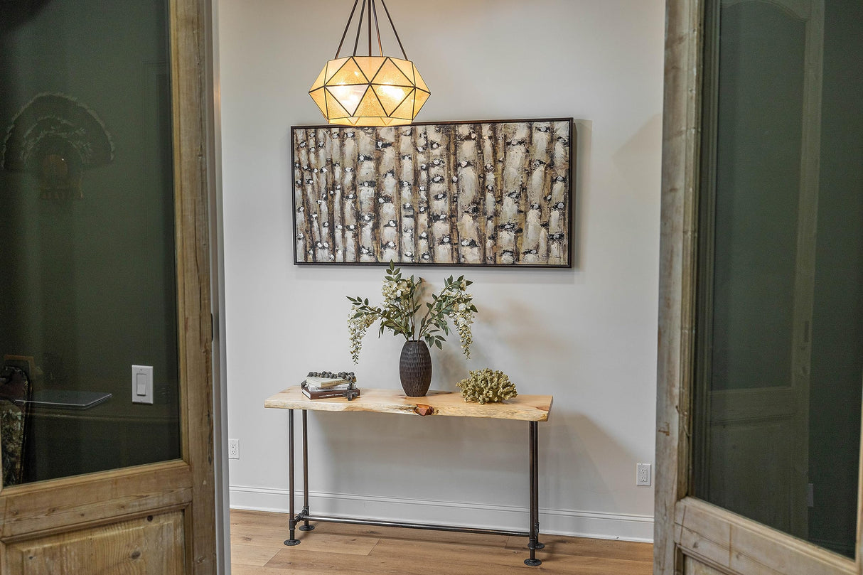 SRL Industrial Console Table - Live Edge Sofa Table – Sofa Tables w/ Solid Pine Slabs & Pipe Legs – Console Tables for Living Room or Bedroom – Southern Rustic LOGWERKS