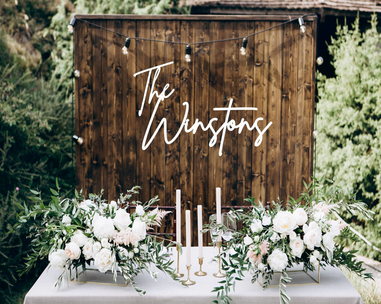 Custom Wedding Decor, Personalized Family Name Sign, Wooden Backdrop Sign, Wedding Shower or Reception Decor Generic