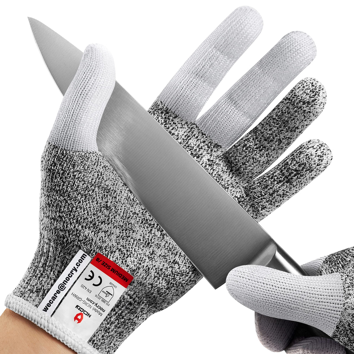 NoCry Cut Resistant Work Gloves for Women and Men, with Reinforced Fingers; Comfortable, 100% Food Grade Kitchen Cooking Gloves; Ambidextrous Safety NoCry