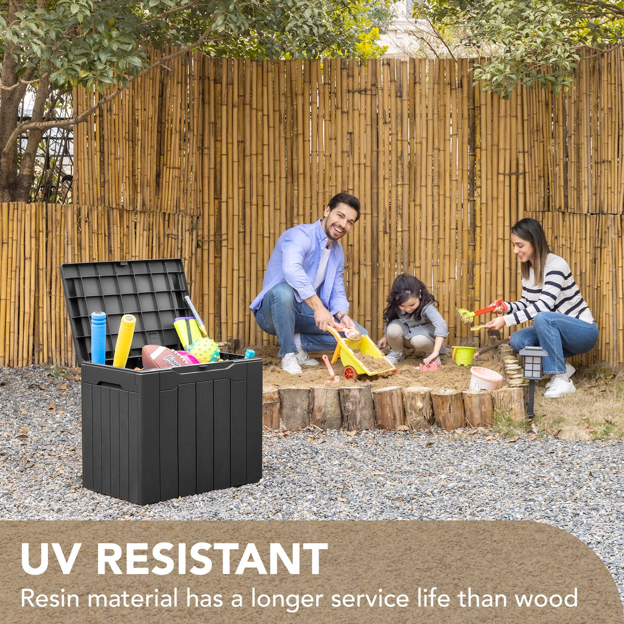 Devoko 30 Gallon Resin Deck Box Outdoor Indoor Waterproof Storage Box for Patio Pool Accessories Storage for Toys Cushion Garden Tools (30 Gallon, Devoko