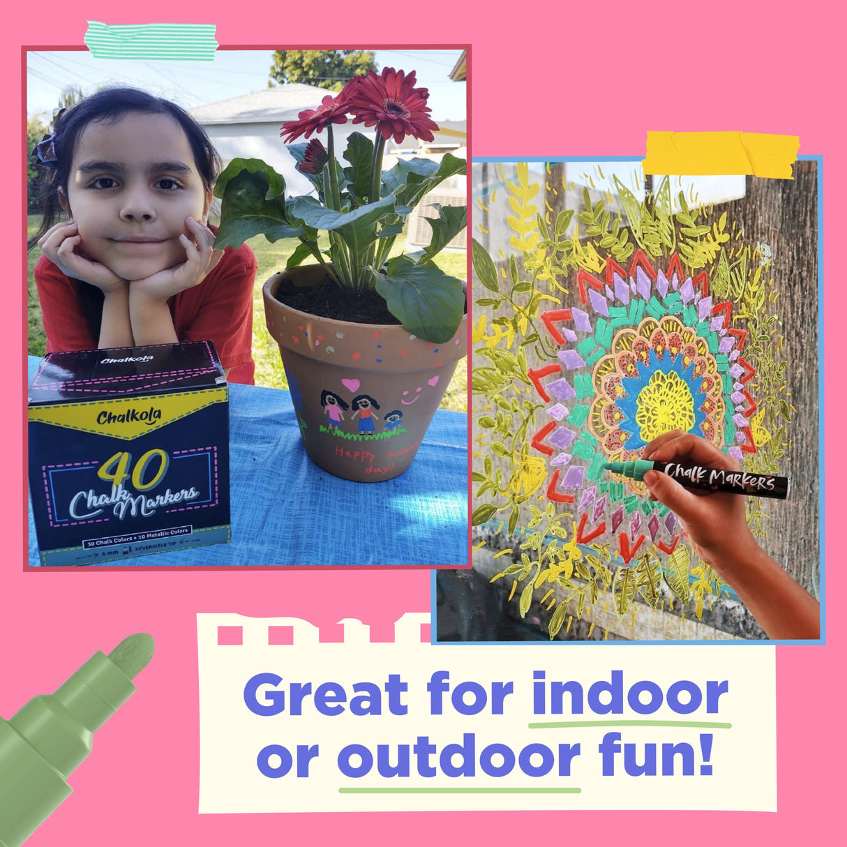 Chalkola Chalk Markers - Pack of 40 (Neon, Pastel & Metallic) Liquid Chalk Pens - For Chalkboard, Blackboard, Window, Labels, Bistro, Glass, Car, Chalkola