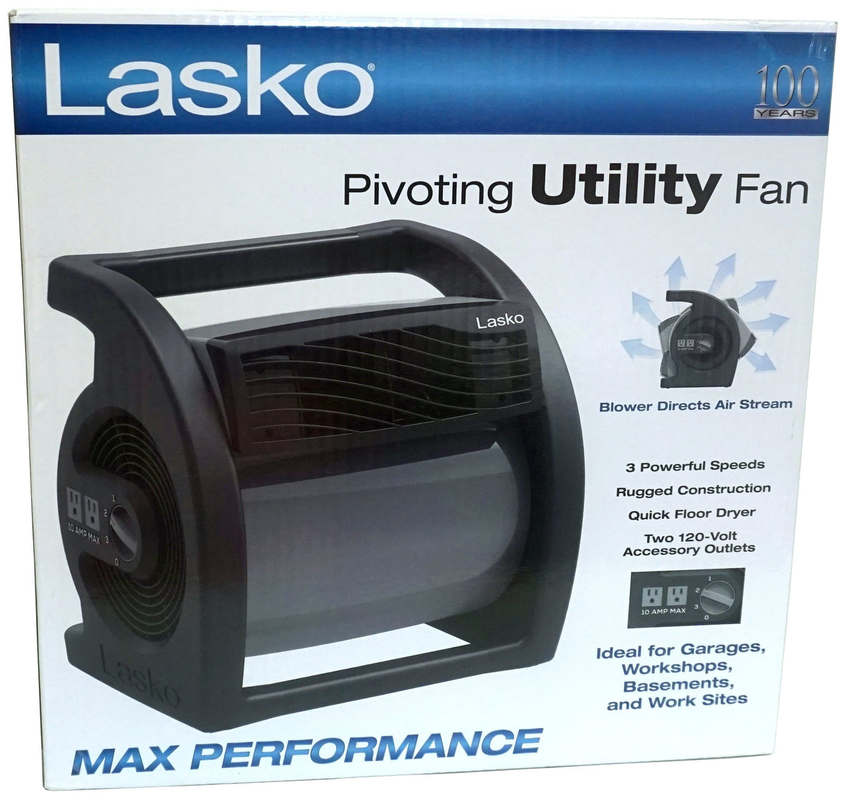 Lasko Max Performance Pivoting Utility Fan Model U15720 Lasko