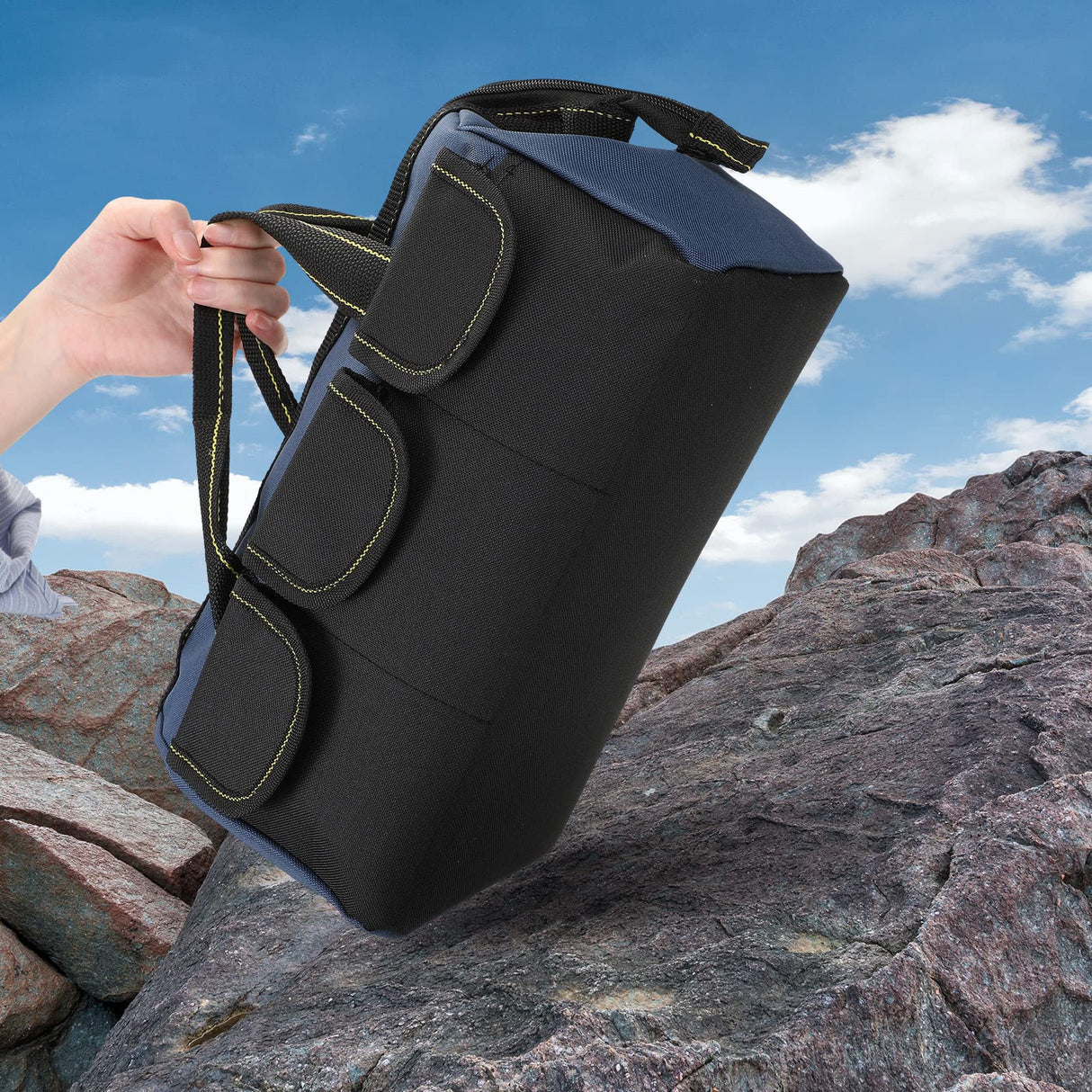 3 Pack Tool Bag for Men with Waterproof Hard Bottom, Heavy Duty Tool Bag Wide Mouth Tool Tote for Various Tools, Electrician Carpenter Mechanic Sanwuta