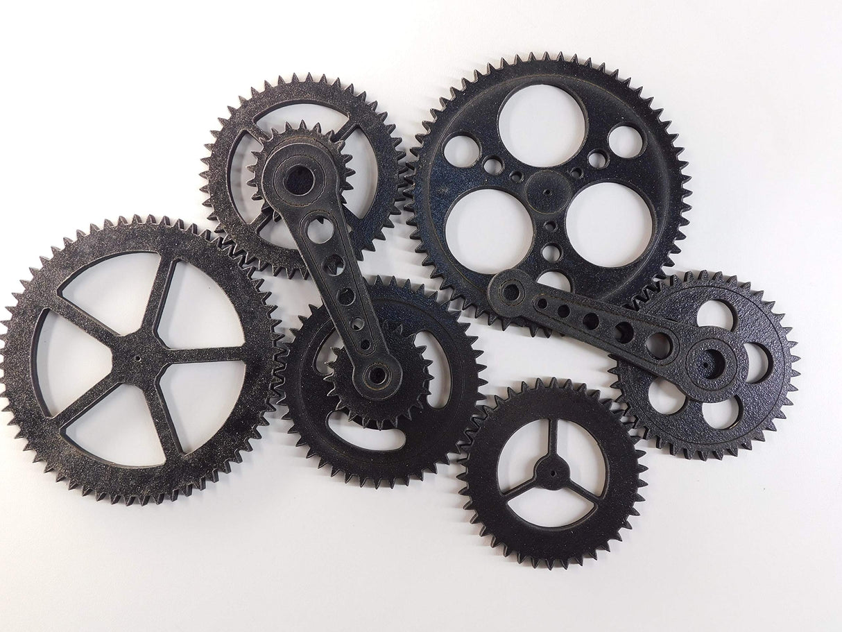 Steampunk Gears Wall Decor - Eight Gears, Two Push Rods - 10 Pieces - Free Shipping - Wood Gears Generic