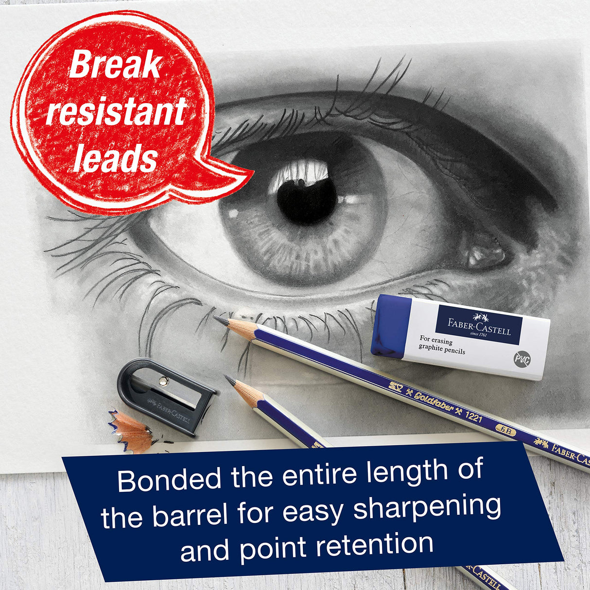 Faber-Castell Graphite Sketch Pencil Set - 6 Graphite Pencils (2H, HB, B, 2B, 4B, 6B), Drawing Pencils and Sketching Supplies Faber-Castell