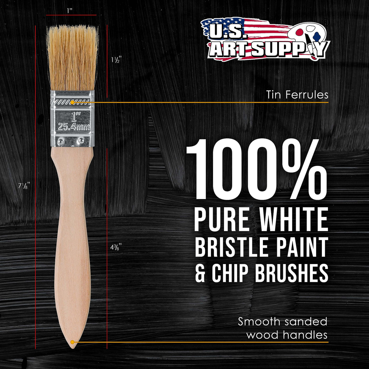 U.S. Art Supply 72 Pack of 1 inch Paint and Chip Paint Brushes for Paint, Stains, Varnishes, Glues, and Gesso U.S. Art Supply