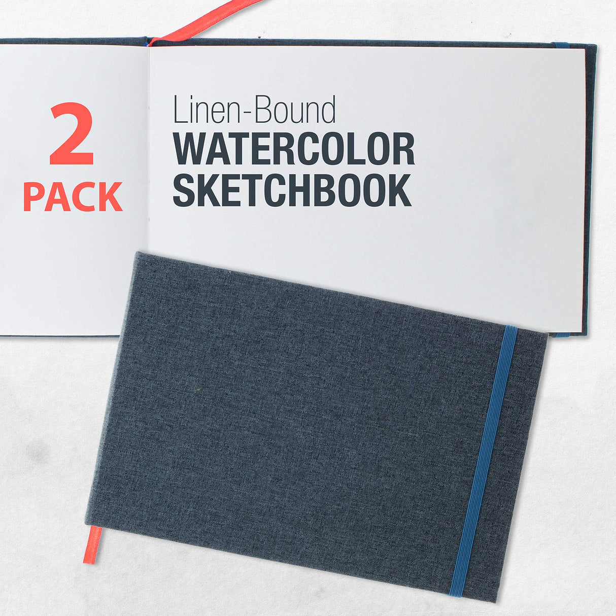 U.S. Art Supply 5.5" x 8.5" Watercolor Book, 2 Pack, 76 Sheets, 110 lb (230 GSM) - Linen-Bound Hardcover Artists Paper Pads - Acid-Free, U.S. Art Supply