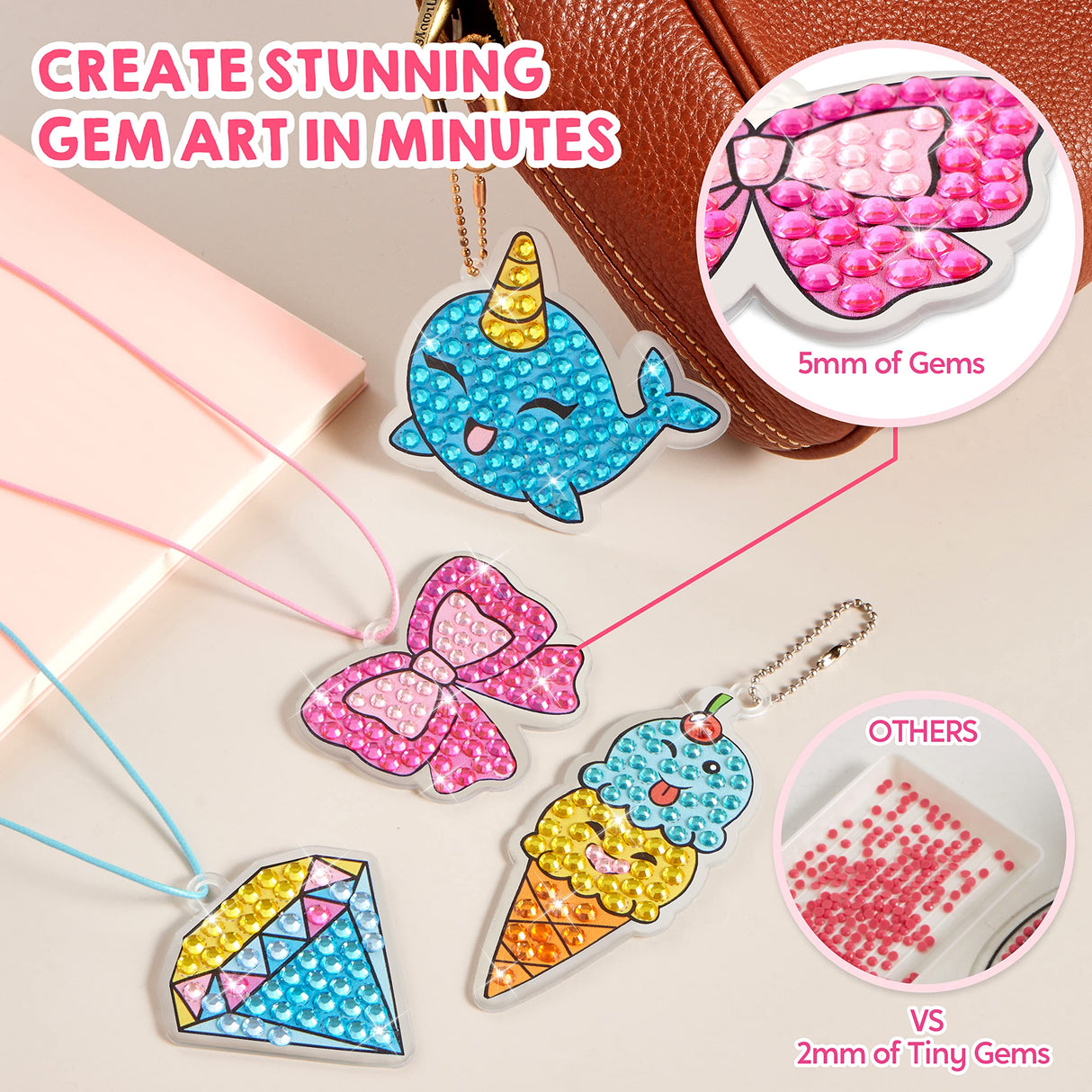 Gem Art, Kids Diamond Painting Kit with 5D Gem, Arts and Crafts for Girls Ages 6-12, Gem Craft Activities Kits, Premium Diamond Art Gift Ideas for Klever Kits