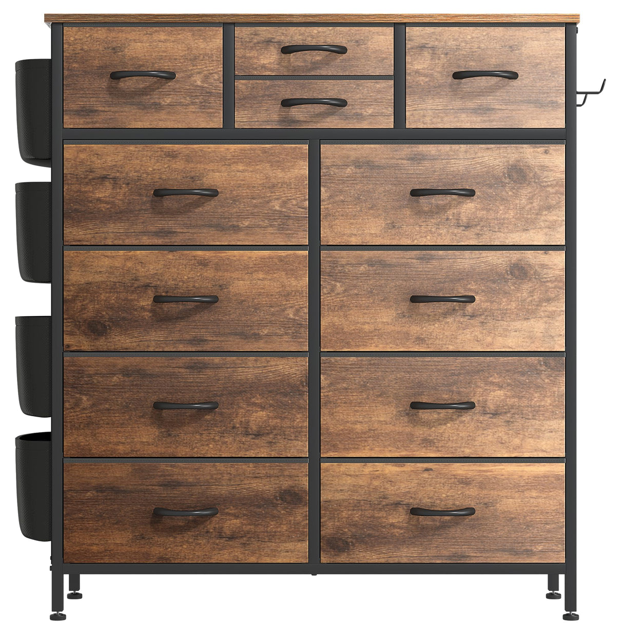 Lulive Dresser for Bedroom with 12 Drawers, Tall Dresser Chest of Drawers with Side Pockets and Hooks, Fabric Dresser Storage Tower for Closet, Lulive