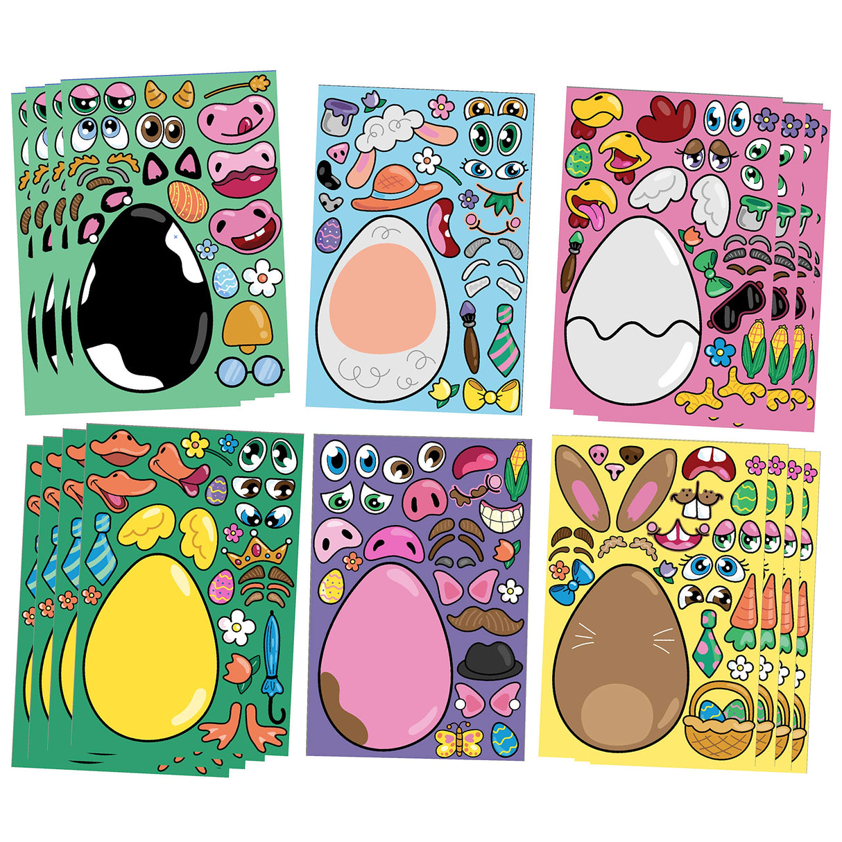 JOYIN 24 PCS Easter Mix and Match Make a Face Animal Stickers with Easter Egg Themed Pig, Bunny, Chicken, Cow, Sheep, Duck Party Favor Supplies, Art JOYIN