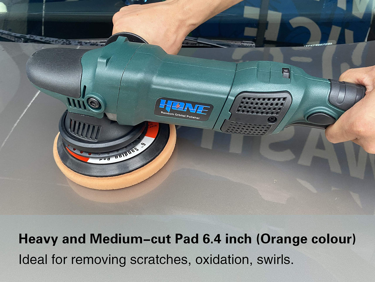 HONE Car Polisher, 15mm Long-Throw Random Orbital Polisher, Buffer for Car Detailing,6"/5"/850W Dual Action Polisher with Variable Speed-HNPR615B HONE